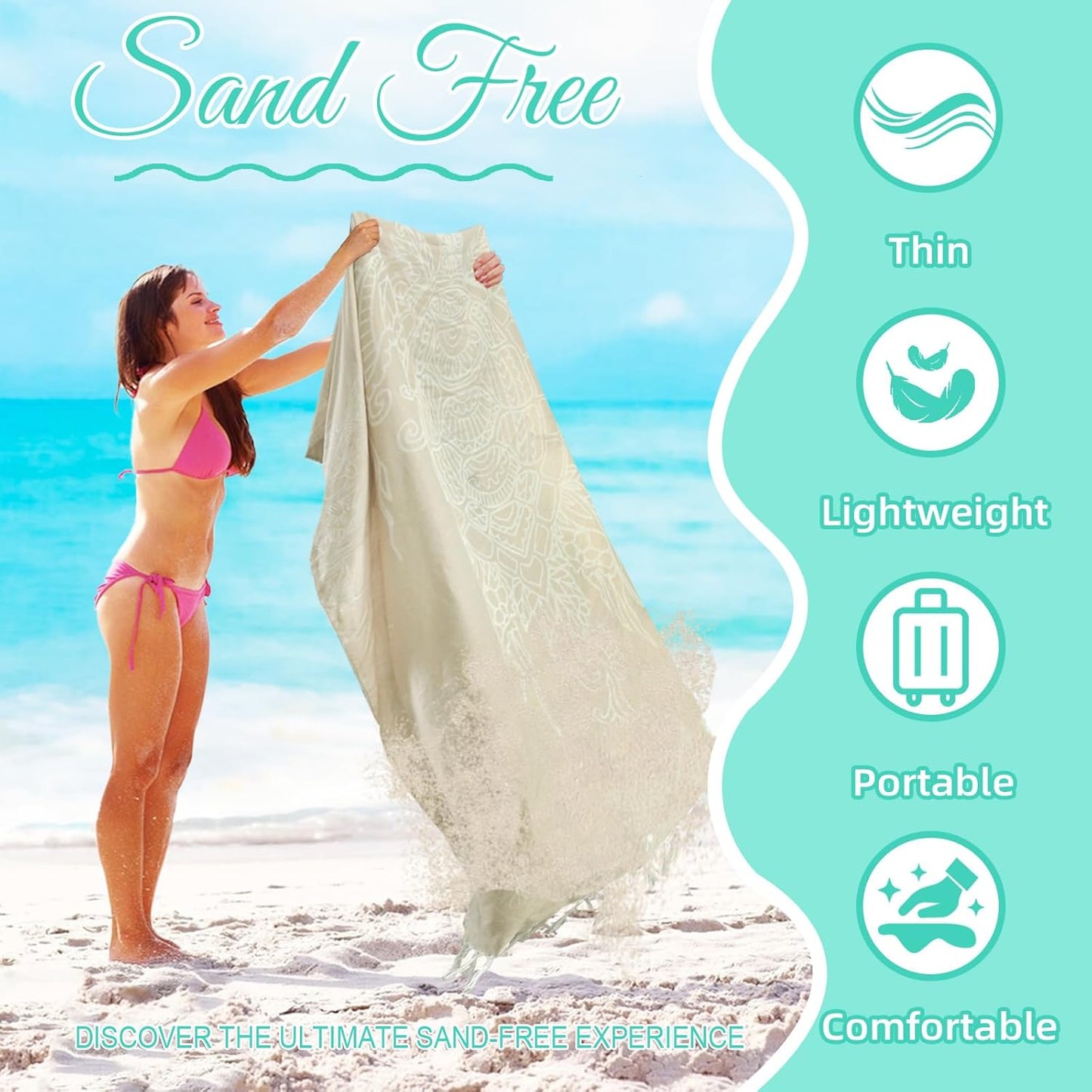 Oversized Turkish Beach Towel Blanket Cotton Giant XL Sandproof Towels Huge Linen XXL Extra Large Big Throw Quilt Blankets for Adults Beige Turtle