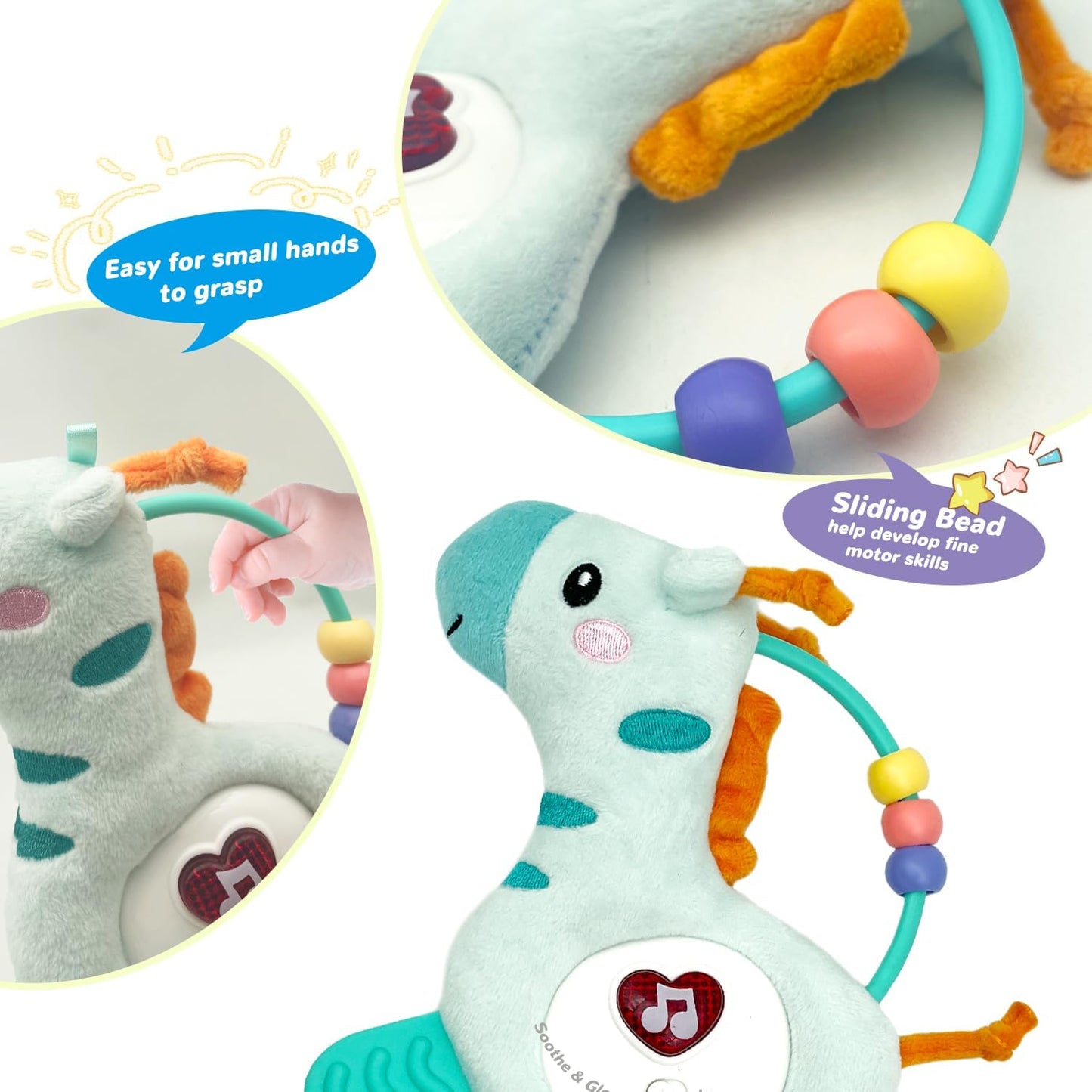 Baby Musical Activity Soft Toys with Sound & Light, Sensory Toys for Infant Developmental with Teether, Rattle and Textures, Soft Plush Toy for Newborn Gift 6 to 12 Months (Giraffe)