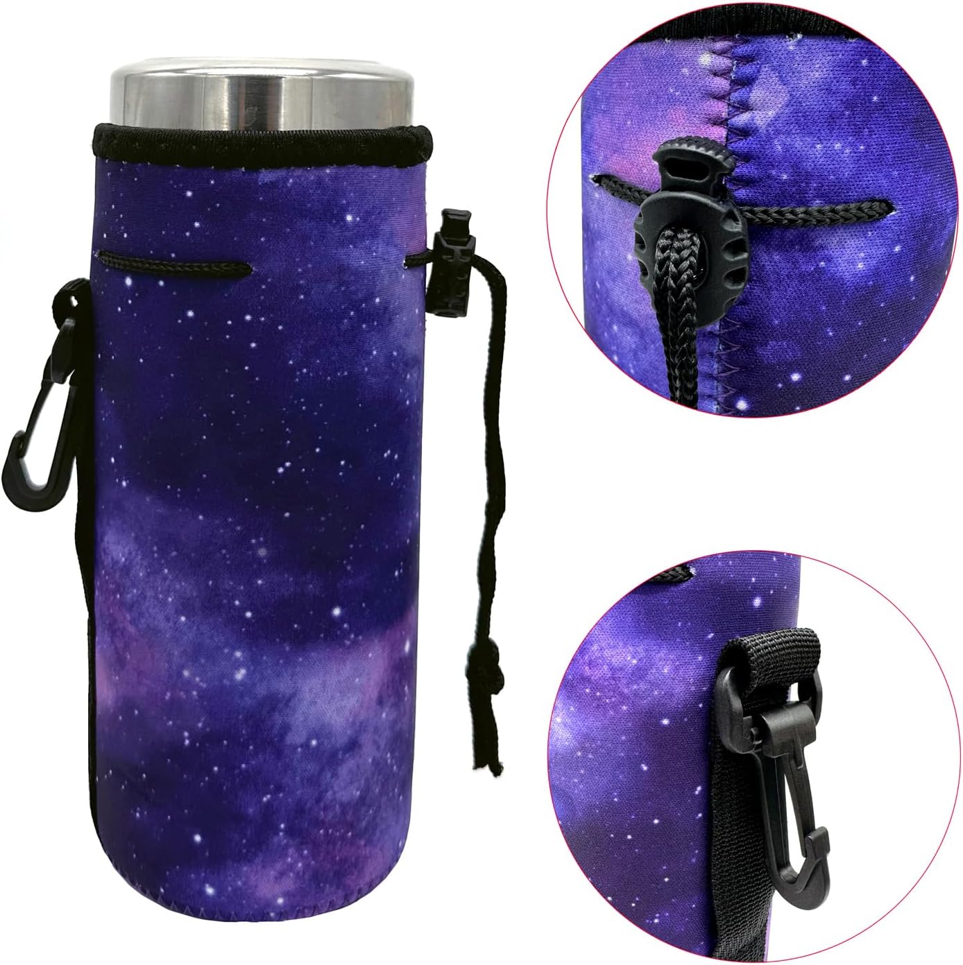 Neoprene Sleeve, Portable Insulator Bottle Cover with Drawstring for 18-20 Oz Water Bottle (Purple)