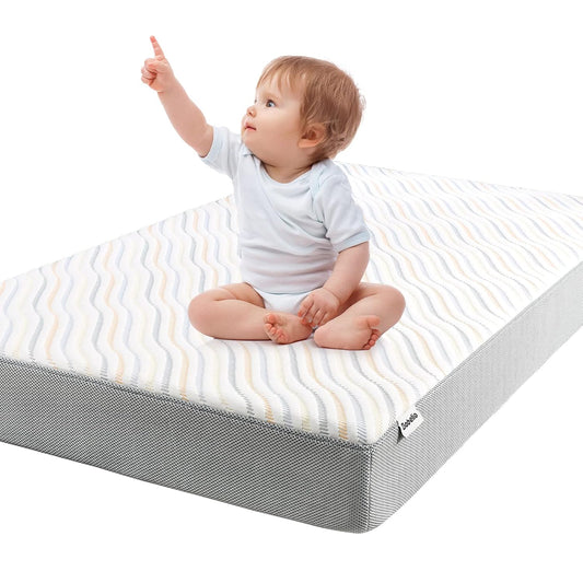 BABELIO Biobased Crib and Toddler Mattress Dual-Sided, CertiPUR-US, Removable Waterproof and Machine-Washable Cover, 52"x27.5"x5"