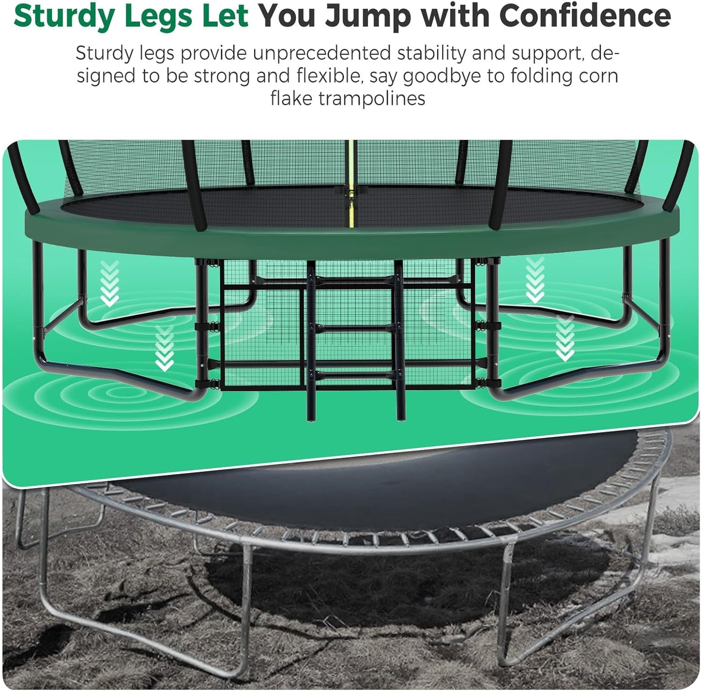 Tatub Large Trampolines Outdoor 10 12 14 15 16FT for Kids and Adults,Outdoor Recreational Pumpkin Trampolines with Curved Poles and Safety Enclosure Net, Basketball Hoop, Ladder