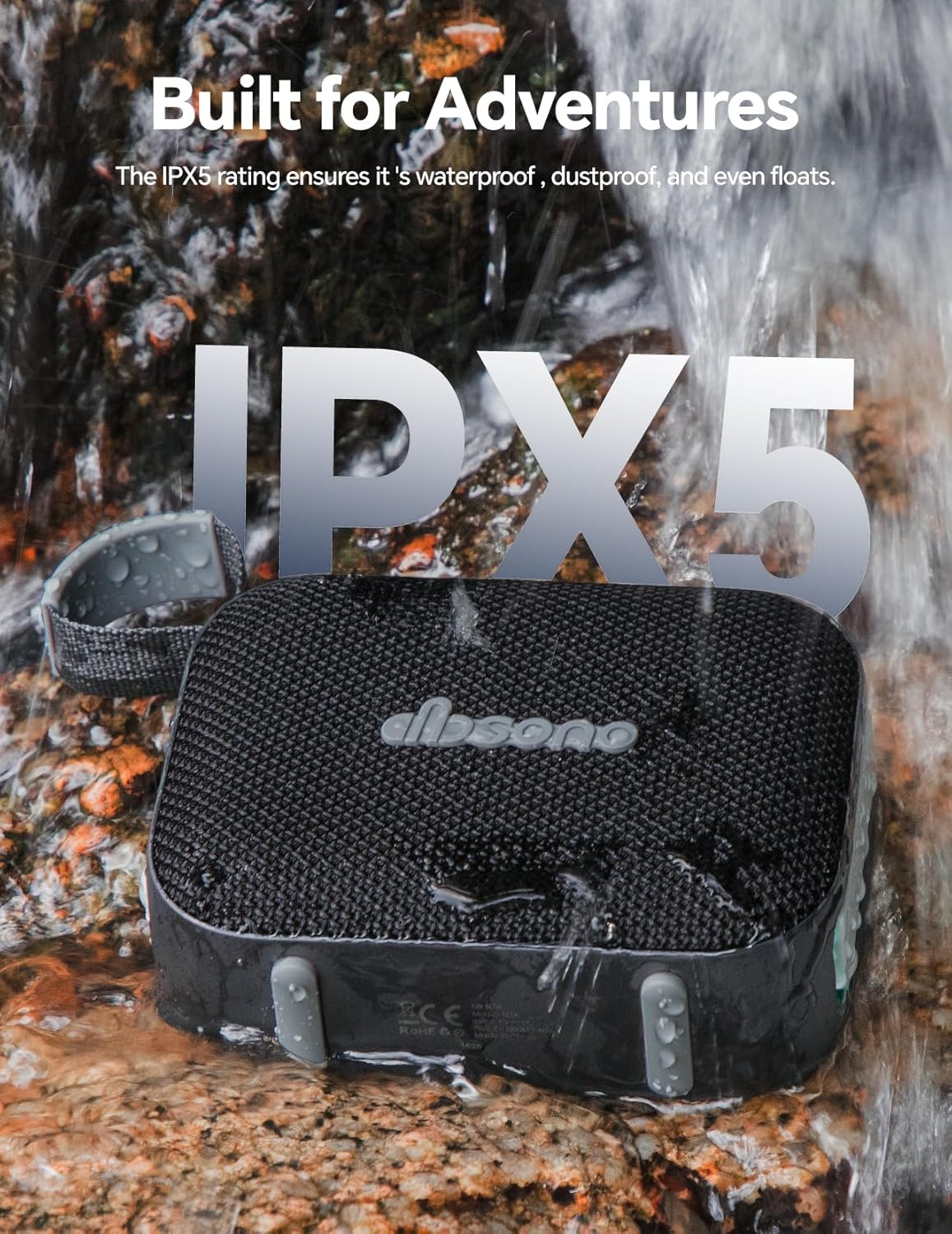 Portable Bluetooth Speaker Waterproof Wireless: IPX5 HD Sound Up to 24H Playtime, Birthday White Elephant Gifts Stocking Stuffers for Adults Teens Women Men, Cool Electronics for Outdoor Travel-Black