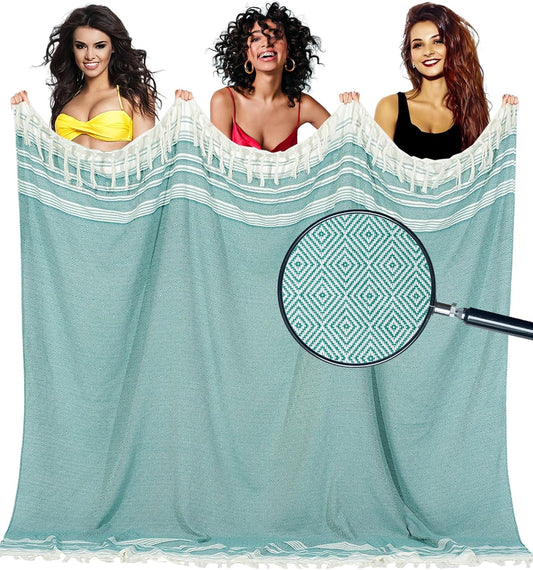 Oversized Turkish Beach Towel Blanket Cotton Giant XL Sandproof Towels Huge Linen XXL Extra Large Big Throw Quilt Blankets for Adults Cloud Travel Camping Glamping Accessories Essentials