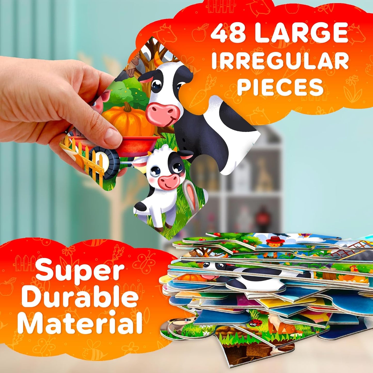 QUOKKA Floor Puzzles for Kids Ages 4-8 – 2x3 FT Giant Search and Find Jigsaw – 48 Large Pieces – Above and Beyond Observational Scene – Educatinal Montessori Toy with Gift Box – Fun Learning Activity