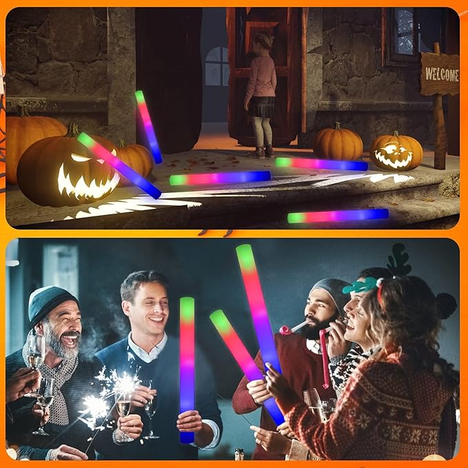 LifBetter Light Up Glow Sticks Bulk, LED Foam Sticks in The Dark with 3 Modes Flashing Led Foam Multicolor Batons Light up Party Favors for Birthdays, Weddings, Concerts, Festivals (30pcs)