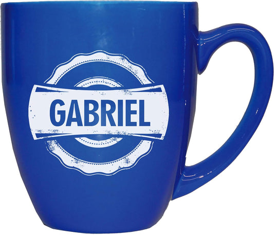 My Personal Memories Custom Monogrammed Coffee Latte Mug and Tea Cup - Personalized and Engraved (Blue)