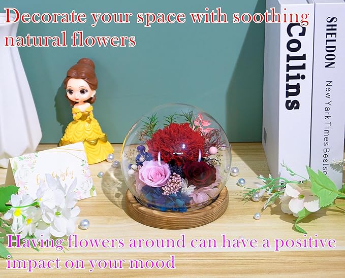 Valley of Rain & Forest Long-Lasting Real Flowers, Unique Floral Gift For you to send Love for All Occasions, for Indoor Decoration (Red Carnation, Pink Rose, Wine-Red Rose)