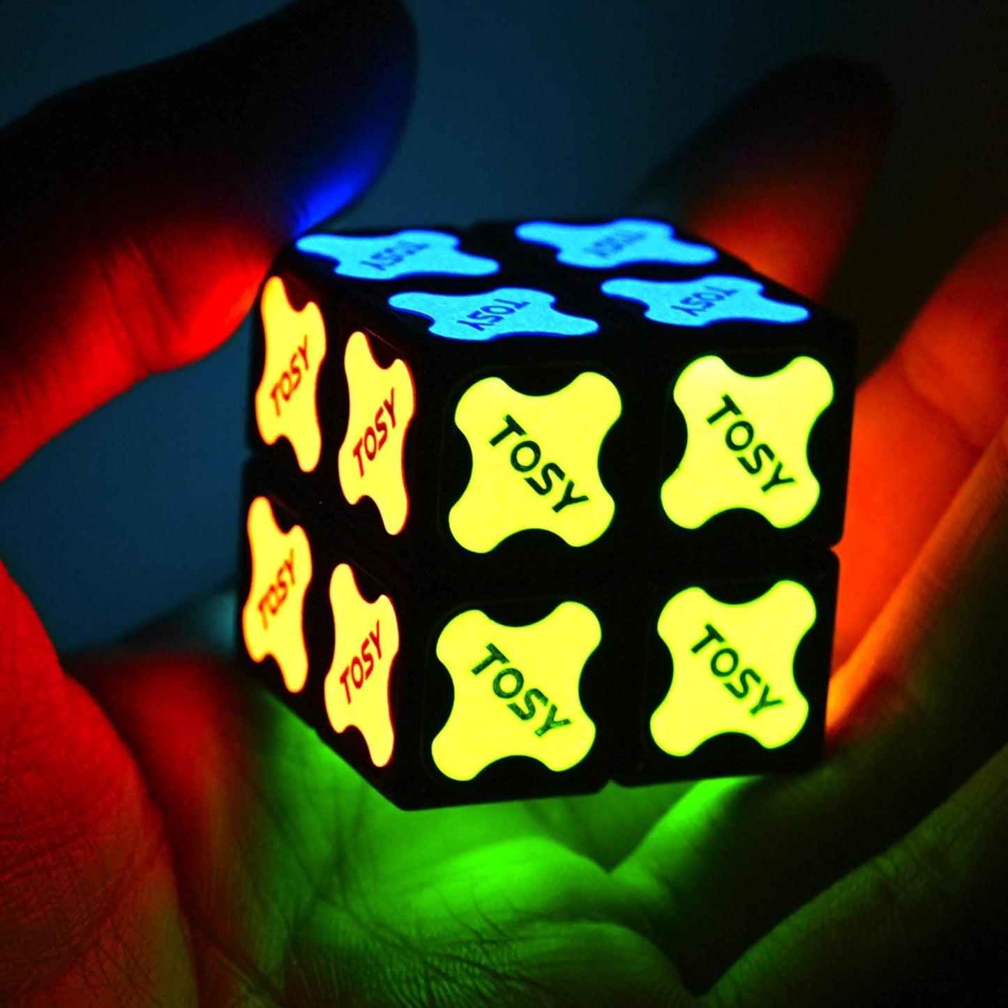 TOSY Magnet Cube 2x2 - 8 Blocks, 2 in 1 Toy: 2x2x2 Puzzle Cube and Customizable Infinity Cube, Glowing, UV Flashlight, Fidget/Sensory/STEM/STEAM Magnet Tiles Birthday Gift for Kids/Teens/Adults