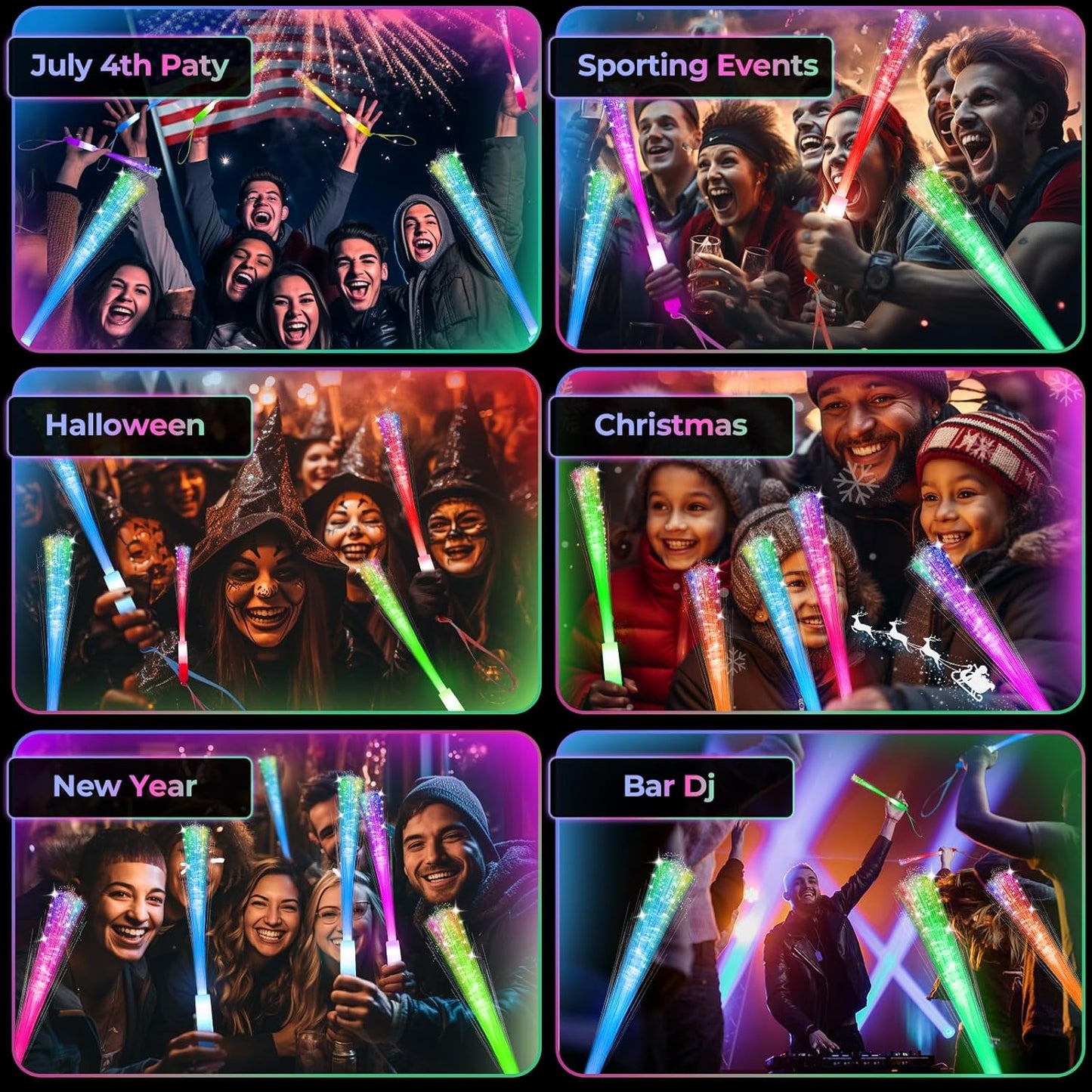 28 PCS Glow Fiber Wands Sticks, Halloween Glow Sticks, LED Light Wands, Glow in The Dark Party Supplies, Fiber Optic Wands, LED Flashing Sticks, Fiber Optic Light Wand Stick for Party