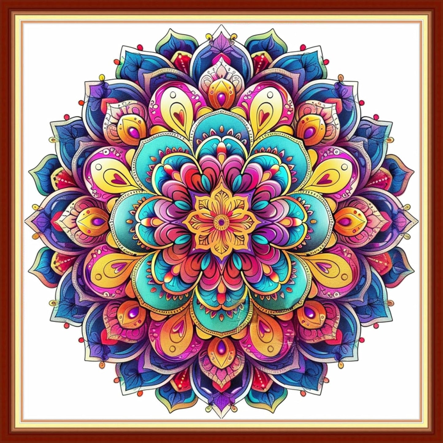 Stamped Cross Stitch Kits - Beach Night Landscape Counted Cross Stitch Kits for Beginners Adults Needlepoint Cross-Stitch Patterns-Magic Mandala 18x18 inchs