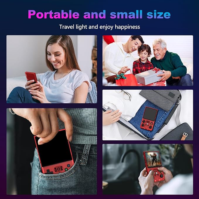 R36MAX Retro Handheld Game Console, 4.0 Inch 720x720 IPS Screen, Built-in 18,000+ Classic Game, Portable Hand Held Open Source Linux System, 4000mAh Battery Retro Gaming Console (Red 64GB)