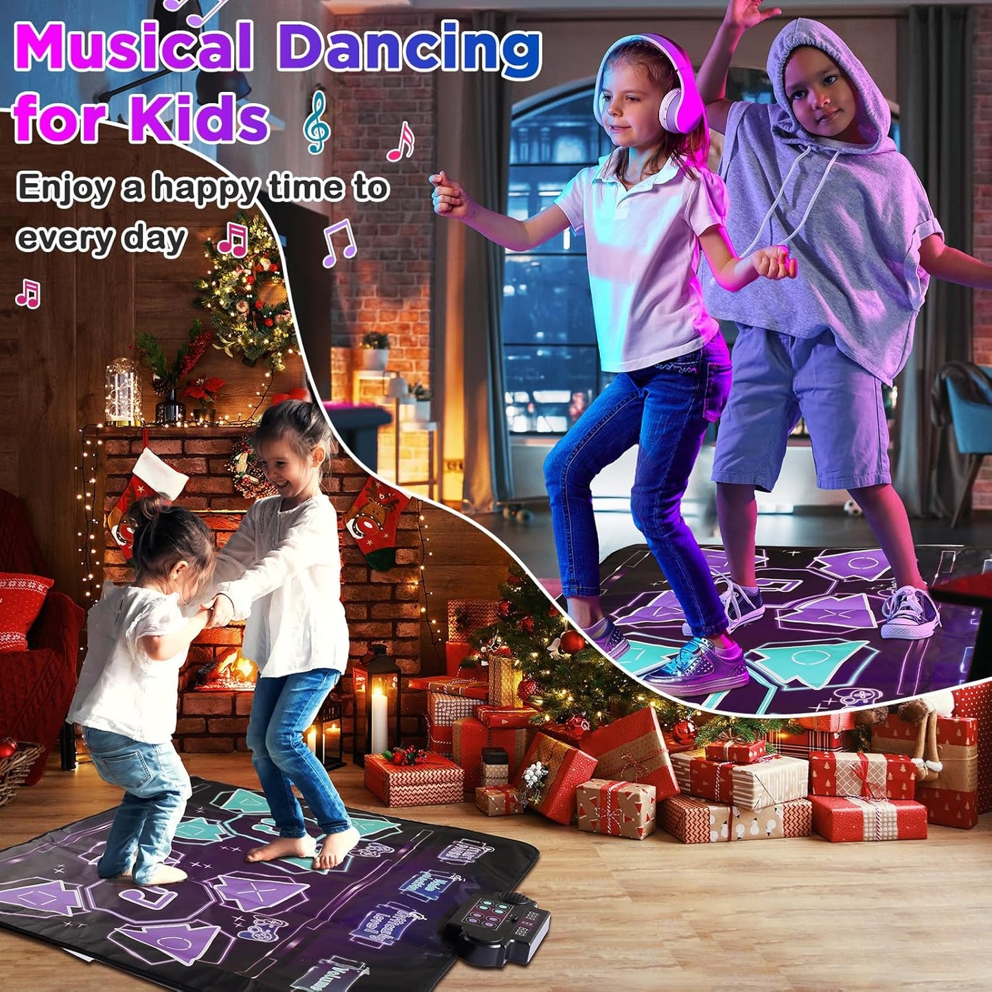 Double Dance Mat Ideas for Dance Challenge Palymat, Optional Single & Double Player Game Modes, Built-in Music, Three Levels of Difficulty Toys Gift for Ages 3-12 (Special Edition)