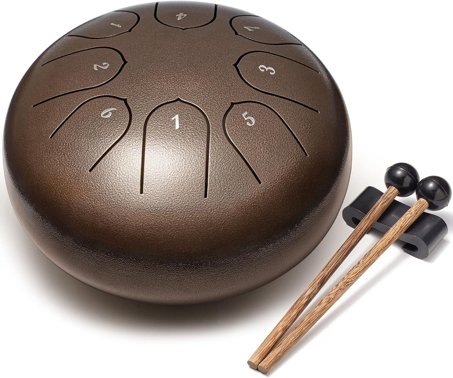 Steel Tongue Drum Percussion, 6 Inch 8 Notes Musical Instruments, Music Gifts for Family Friends (Bronze)