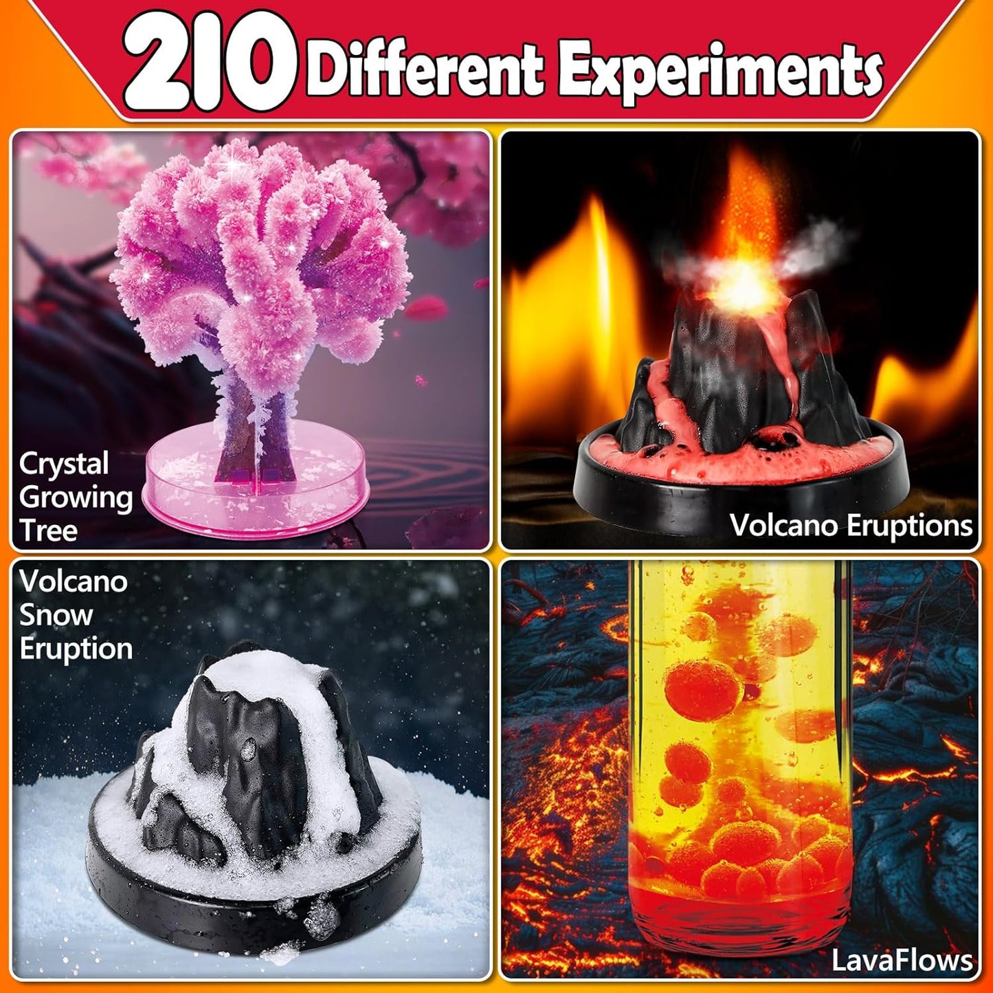 UNGLINGA 210 Experiments Science Kit for Kids, Boys Girls Birthday Toys Gifts Idea, Chemistry Set, Volcano, S.T.E.M Science Educational Project