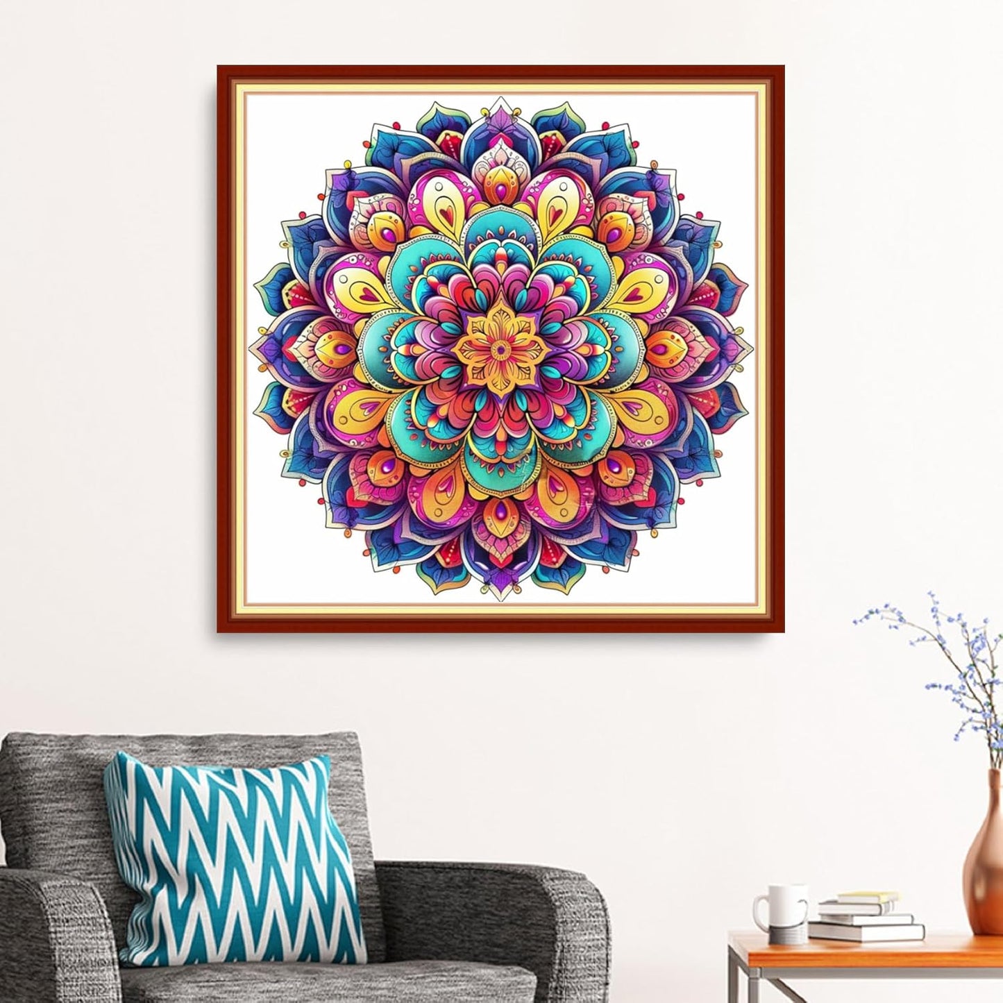 Stamped Cross Stitch Kits - Beach Night Landscape Counted Cross Stitch Kits for Beginners Adults Needlepoint Cross-Stitch Patterns-Magic Mandala 18x18 inchs