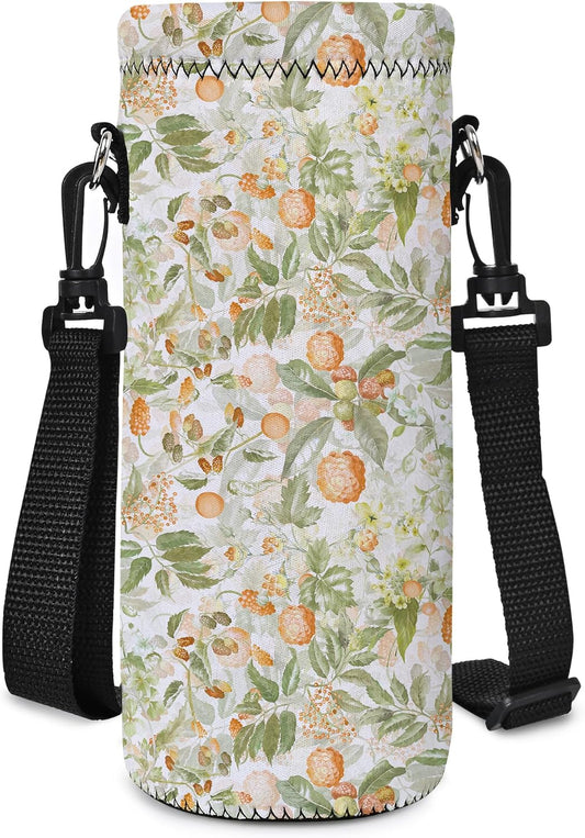 RICHEN Neoprene Water Bottle Carrier Bag with Adjustable Shoulder Strap,Insulated Water Bottle Cover for Stainless Steel/Glass/Plastic Bottles
