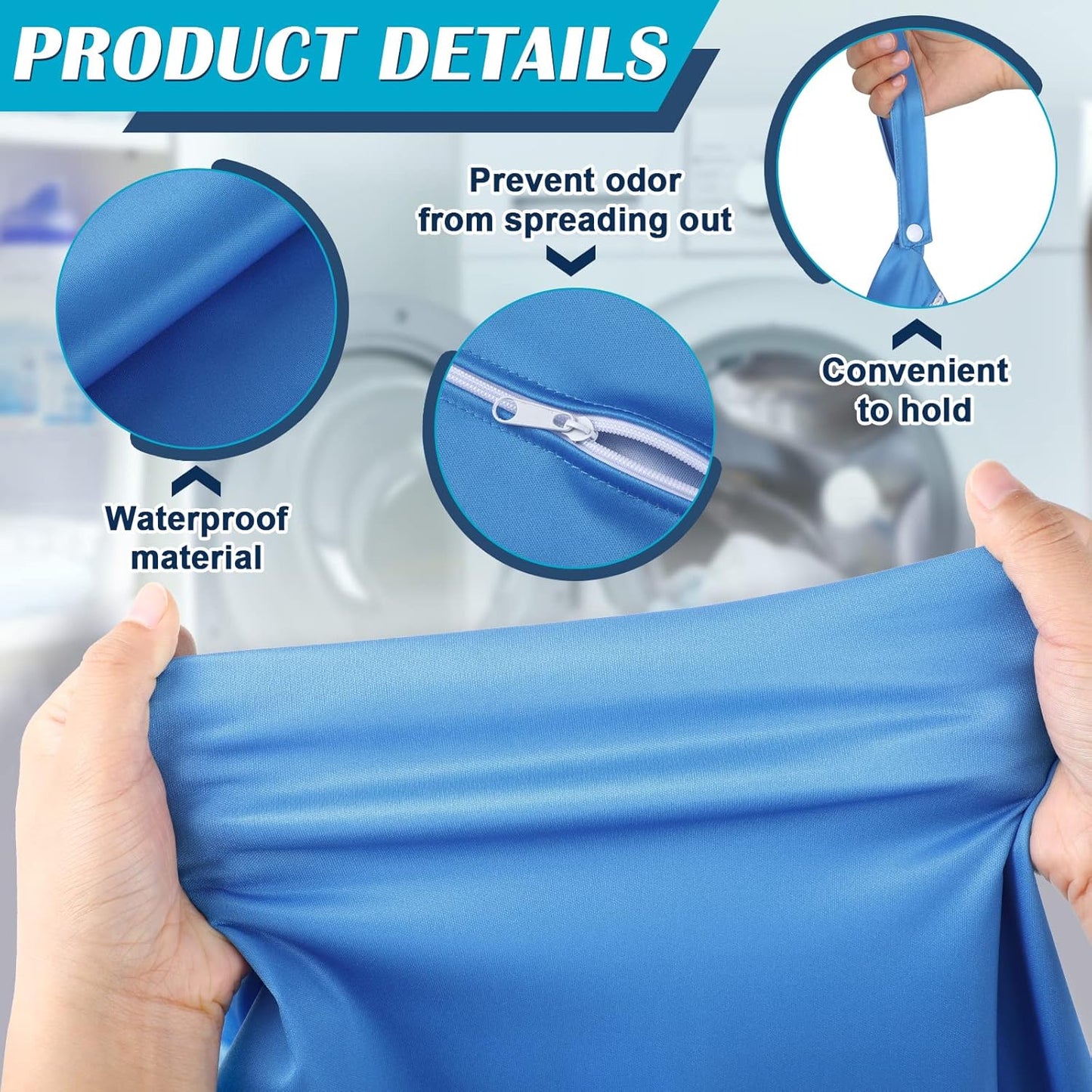 Shappy 2 Pcs Large Travel Laundry Bag Washable Waterproof Wet Dry Large Dirty Clothes Bag Bathing Workout(Solid Gray Blue)