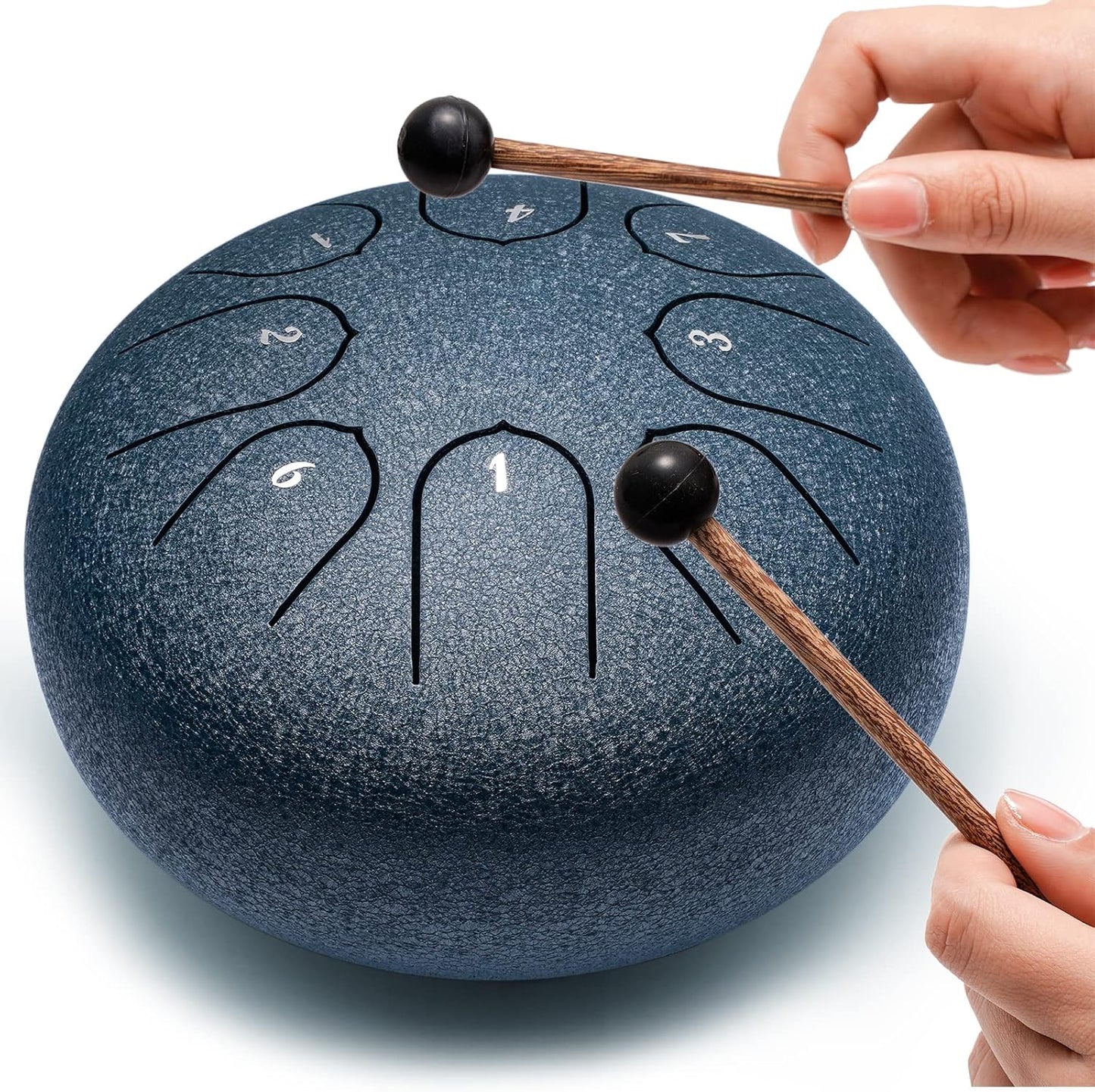 Steel Tongue Drum Percussion, 6 Inch 8 Notes Musical Instruments, Music Gifts for Family Friends (Navy)