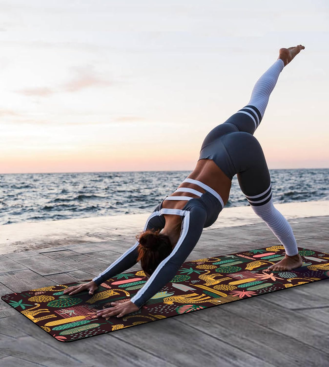 Non Slip Yoga Mat TPE Workout Mat for Men Women, Thick Workout Mat with Carrying Strap, Fitness Mats for Exercise, Yoga, Fitness, Pilates, Floor Workouts (72" x 24" x 6mm)