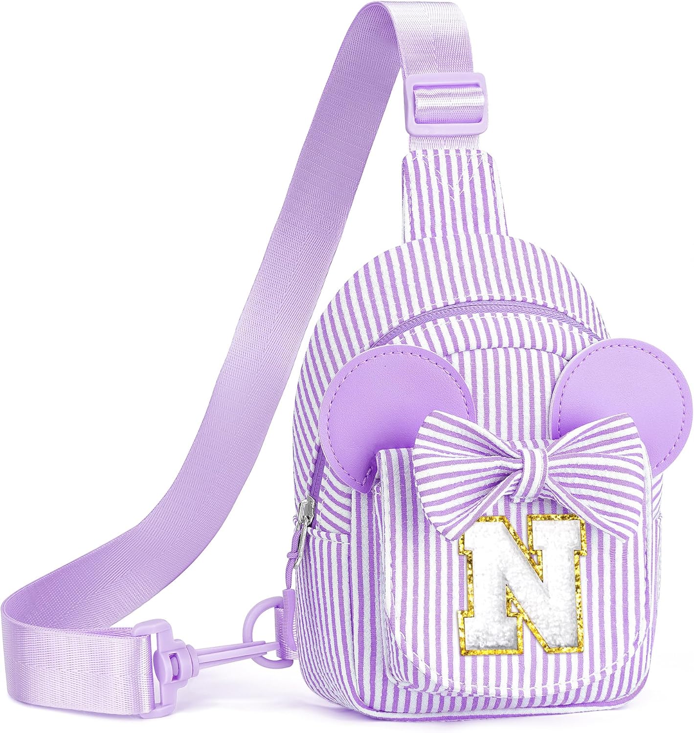 Purple Crossbody Bag, Gifts for Little Teen Girl, Birthday Gifts for 3 4 5 6 7 8 9 Year Old Girls Gift Ideas, Birthday Gift for Teen Girl Kids, Small Initial Belt Bag (Purple N)