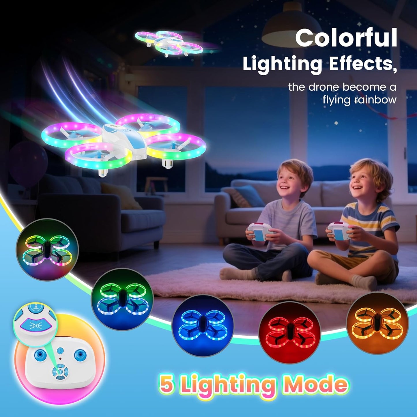 Mini Drone for Kids and Beginners with Fancy LED & Altitude Hold,Birthday Gift for Boys Girls,RC Drone with Propeller Protection,360°Flips,3 Speed Mode,Indoor Outdoor Mini Quadcopter Toy