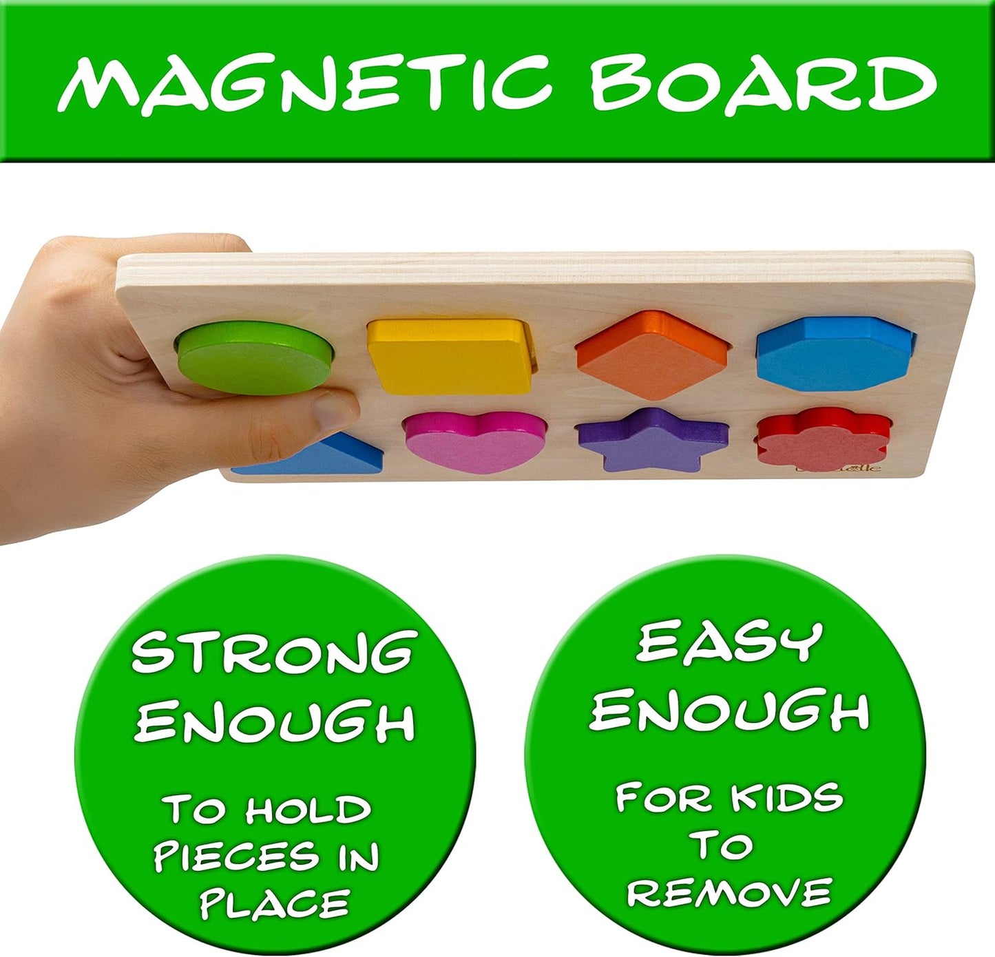 Magnetic Wooden Educational Shape Puzzle - Learn Colors & Shape Recognition Toy – Toddler Preschool Game – Kids Montessori Education