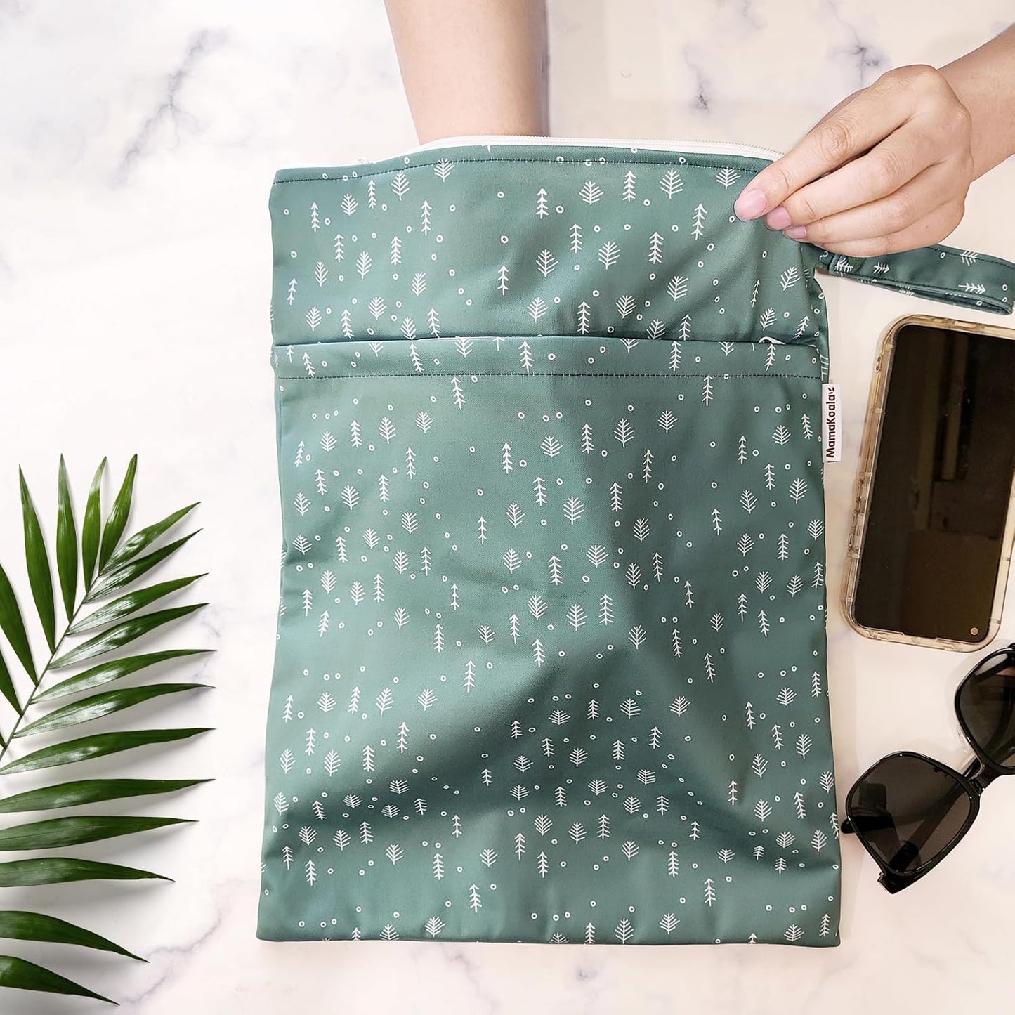 Mama Koala Waterproof Wet Dry Bags for Baby Items, Cloth Diapers, Swimsuits, Travel, Gym Clothes, Beach, Pump Parts, Toiletries, Two Zippered Pockets, 2 Pack (W017)