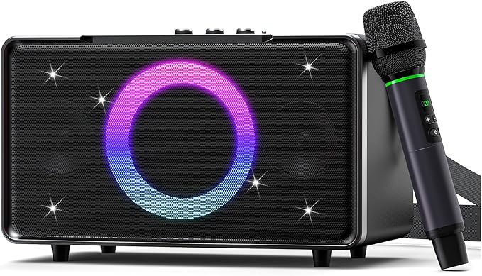 GFEEN Portable Bluetooth Speaker: 200W Peak, Deep Bass, 15H Playtime, Large Party Wireless Speakers, Powerful Loud Sound, Light Show, Fast Charging for Outdoor, Backyard, Home(Silver with 1Mic)