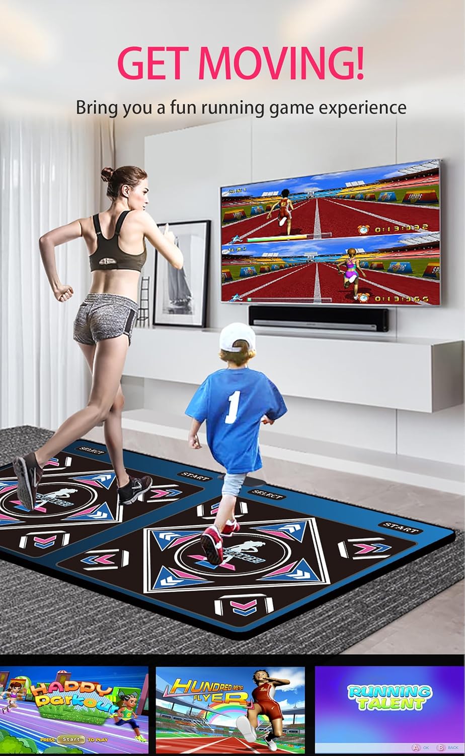 Music Dance Mat for Kids & Adults,Ideal for Fitness Dance Games,899 Games,64GB Memory Card,75 Music Videos,650 Songs.Made of Premium Flannel,for TV use,a Luxurious Gift for Children