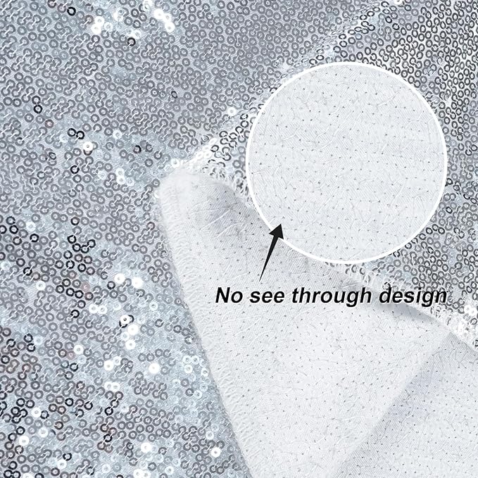 Juya Delight Sequin Backdrop Curtain Non-Transparent Sequin Photography Background Backdrop Curtain for Birthday Party Wedding Festival Ceremony 6FTx8FT Silver