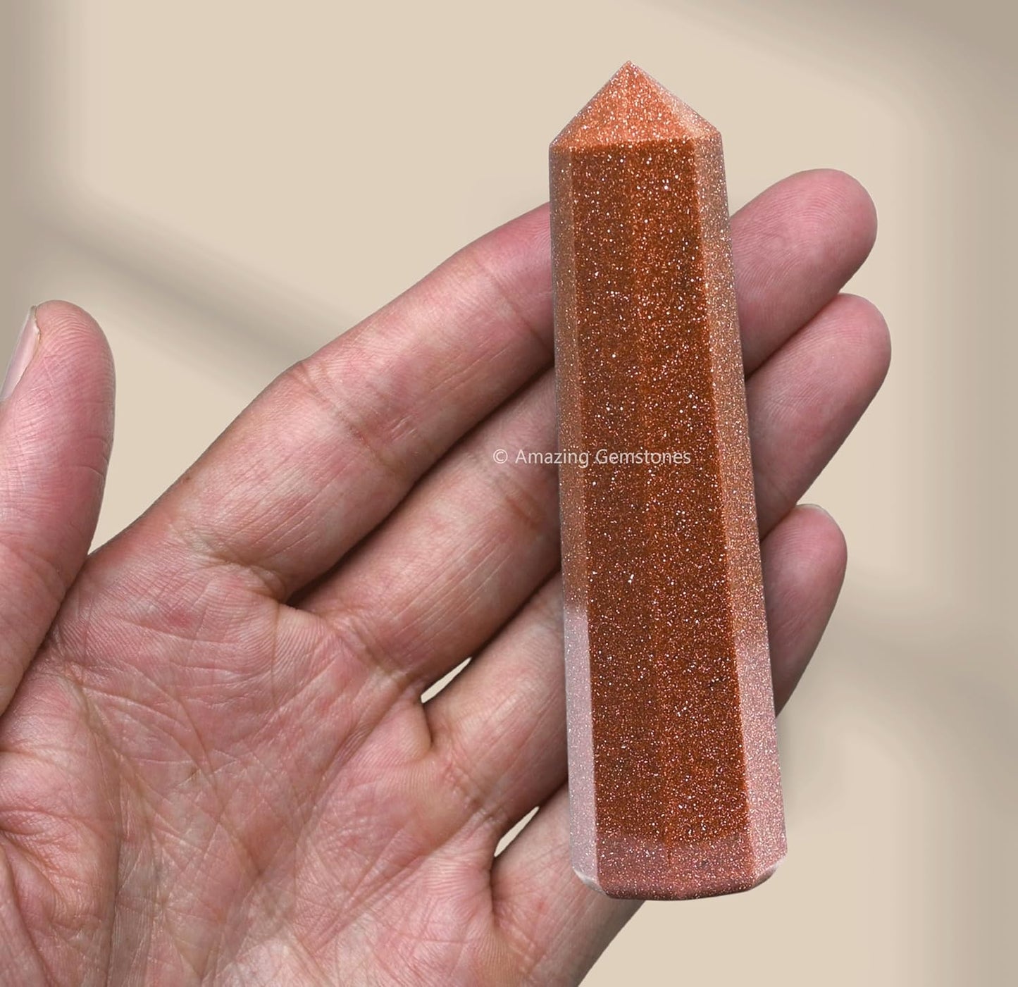 Amazing Gemstone Red Goldstone Crystal Towers - Natural Healing Crystal Point Obelisk for Reiki Healing and Crystal Grid (3 Inch)