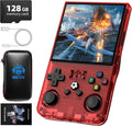 R36MAX Retro Handheld Game Console, 4.0 Inch 720x720 IPS Screen, Built-in 22,000+ Classic Game, Portable Hand Held Open Source Linux System, 4000mAh Battery Retro Gaming Console (Red 128GB)