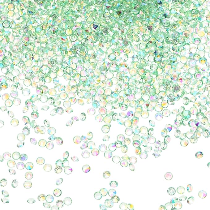 14400-Pack Acrylic Diamonds, 0.12 Inch/3mm Wedding Table Scatter Confetti Crystals for Vase Fillers/Art Craft, Acrylic Diamonds Gems [Green AB]