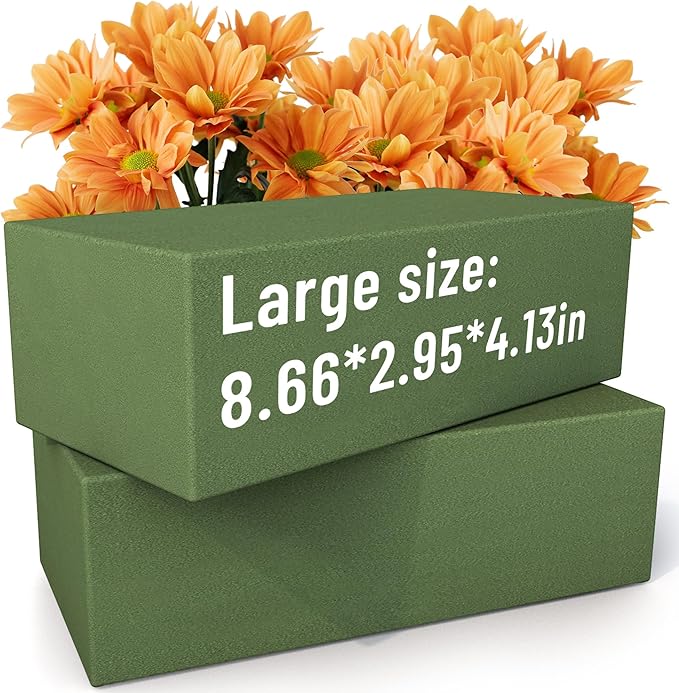Max Shape Floral Foam Blocks Large 9 Inch,Pack 2 of Wet Floral Foam Bricks,Flower Foam for Artificial Flowers and Wedding Holiday Decorations (2)