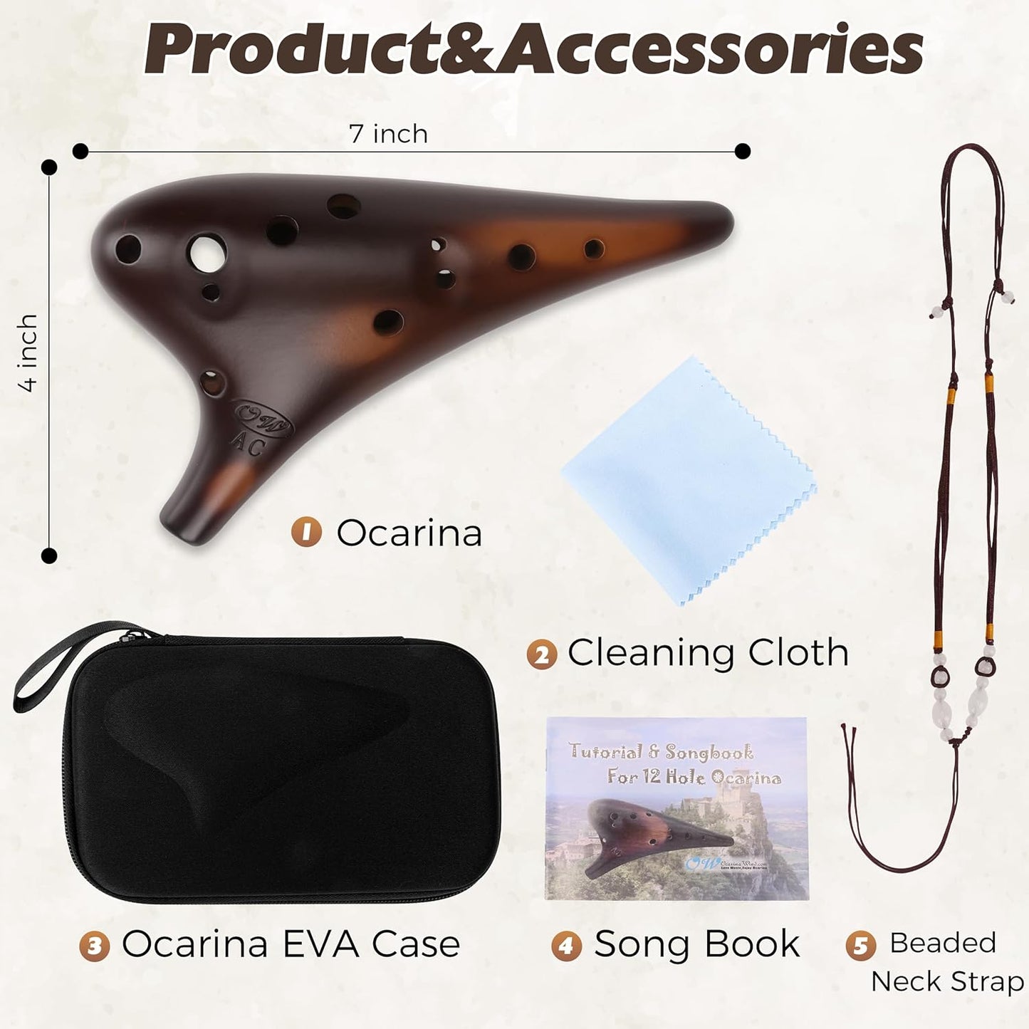 OcarinaWind "Forest Whisper" 12 Hole Ocarina Classic Straw Fire Masterpiece Collectible, Alto C Ceramic Ocarina - Highly Recommended by Shop Owner