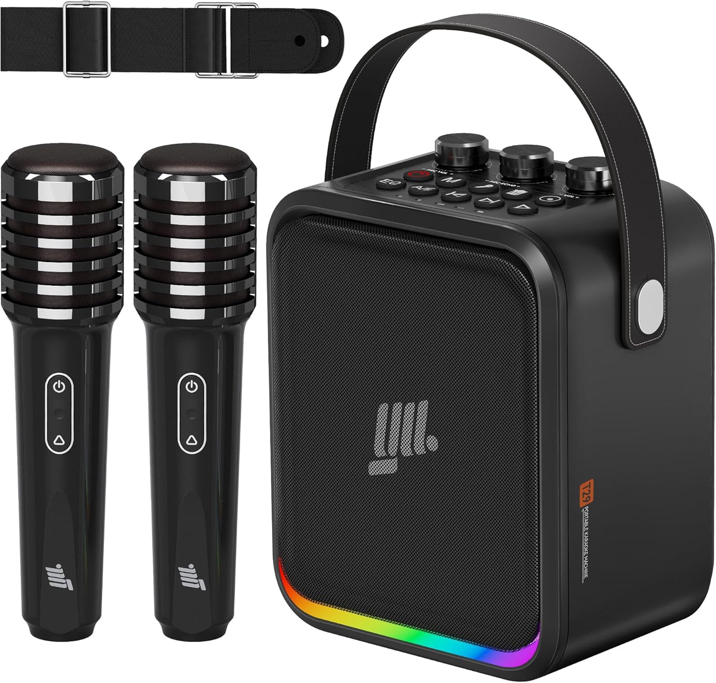 YLL Portable Bluetooth Karaoke Machine: 60W Powerful Speaker with 2 Wireless Microphones, Lightweight with Shoulder Strap, Perfect for Adults & Kids, Home & Outdoor Party