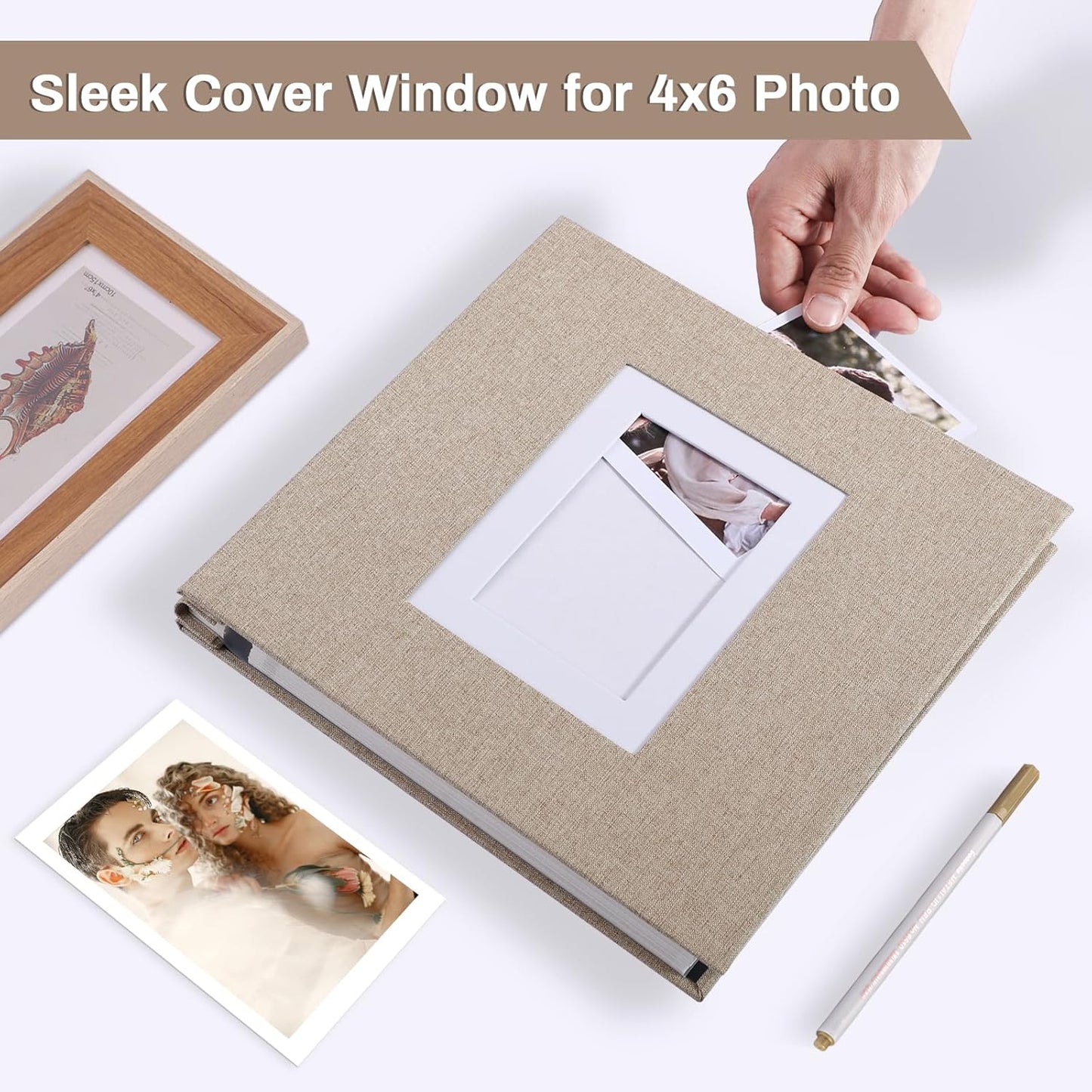 Photo Album Self Adhesive Pages Scrapbook Large Magnetic Photo Albums with Sticky Pages Scrapbooks for Wedding Baby for 4x6 5x7 8x10 Picture Photo Books 13.2x12.8 Yellow 40 Pages