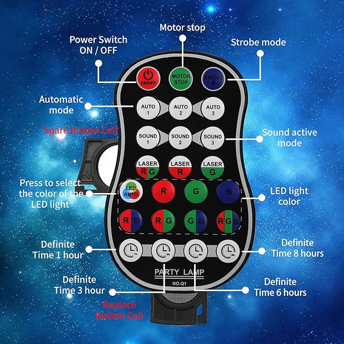 DJ Disco Stage Party Lights, LED Sound Activated Laser Light RGB Flash Strobe Projector with Remote Control for Christmas Halloween Decorations Karaoke Pub KTV Bar Dance Gift Birthday Wedding