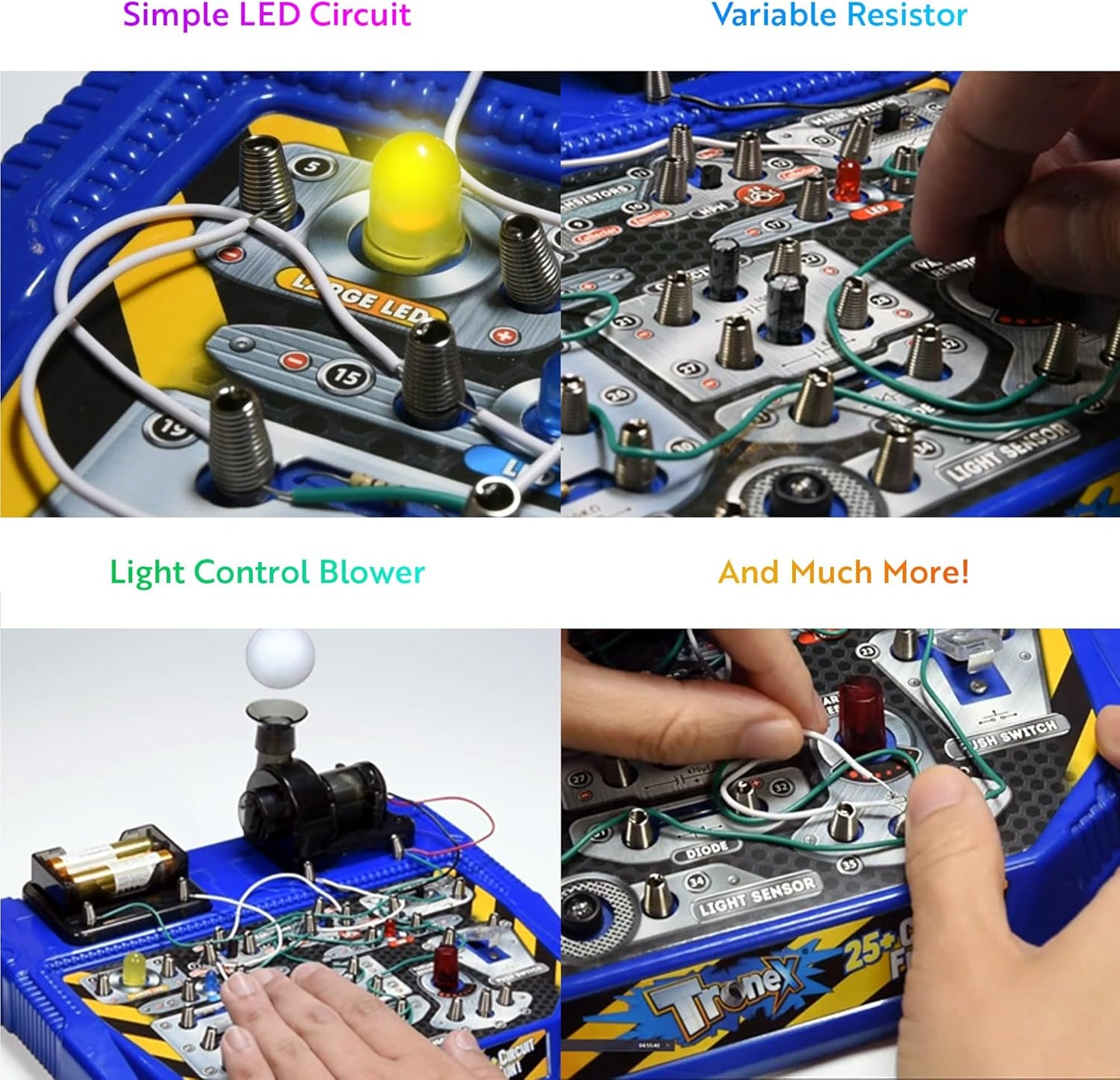 Playz Electrical Circuit Board Engineering Kit for Kids with 25+ STEM Projects Teaching Electricity, Voltage, Currents, Resistance, & Magnetic Science | Gift for Children Age 8, 9, 10, 11, 12, 13+