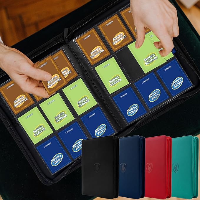 360 9 Pocket Zipper Binder - Premium PU Cover Zip Binder for Trading Cards, MTG, TCG, Sports Cards, Navy Blue
