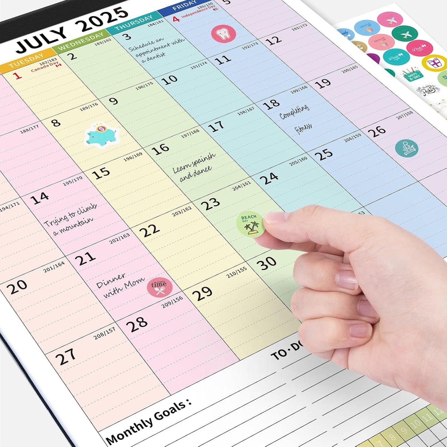 Ospelelf Wall Calendar 2025-2026 Magnetic Calendar for Refrigerator, 12'' x 17'' Desk Calendar 18 Month, Use July 2025 - Dec 2026, Multicolor