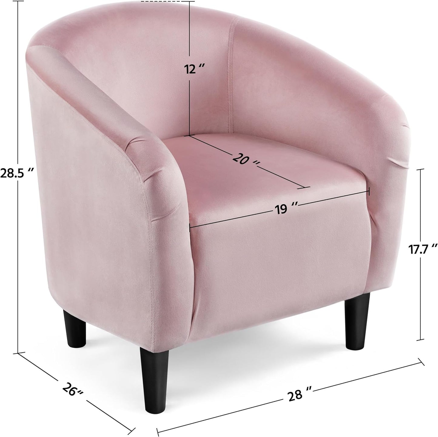 Yaheetech Barrel Chairs, Modern Vanity Chair Soft and Cozy Barrel Chair with Sturdy Legs and Soft Padded Seat for Living Room/Bedroom/Makeup Room, Pink