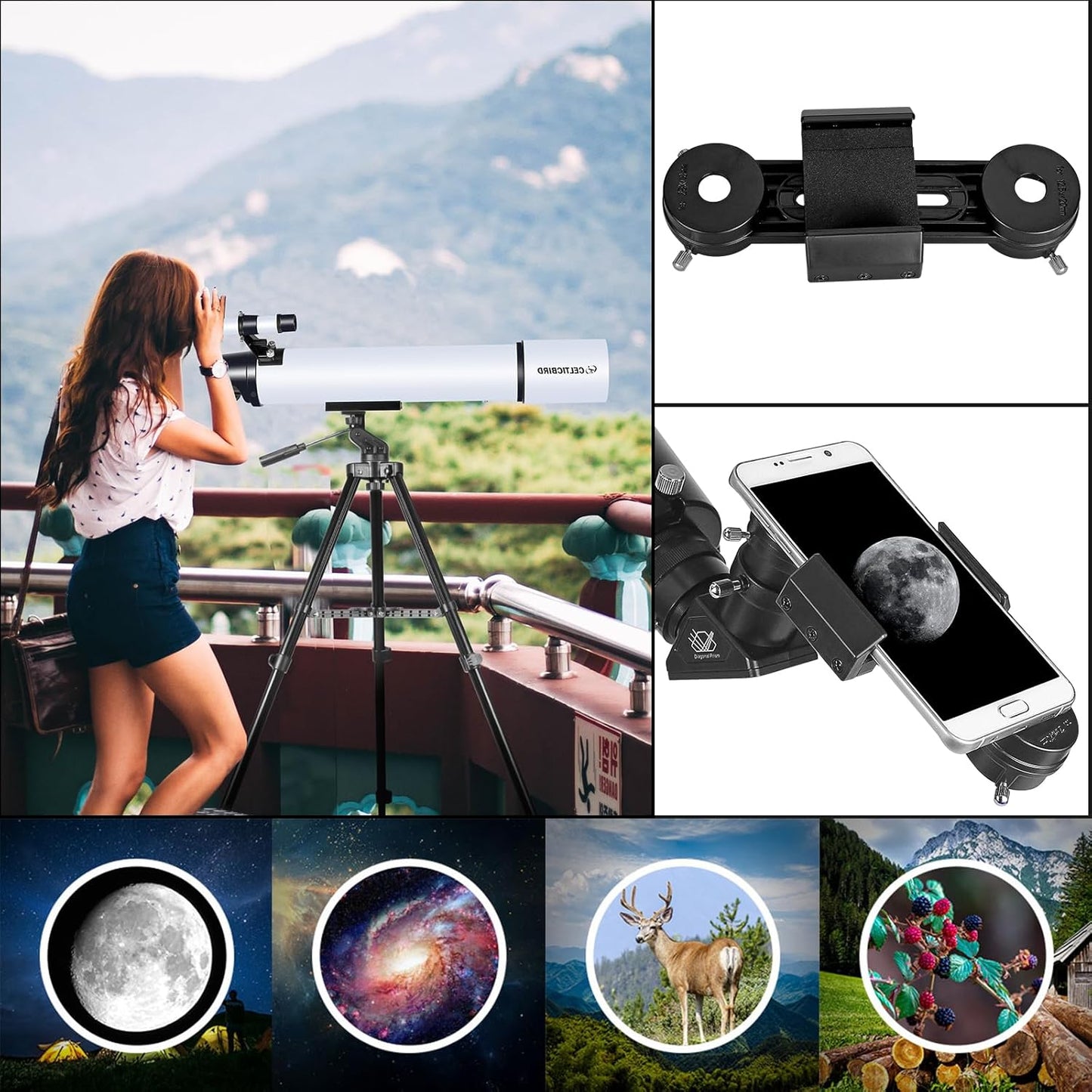 Telescope for Adults Astronomy Beginners, 80mm Aperture 800mm Refractor Telescopes for Adults High Powered with AZ Mount, Carry Bag, Phone Mount