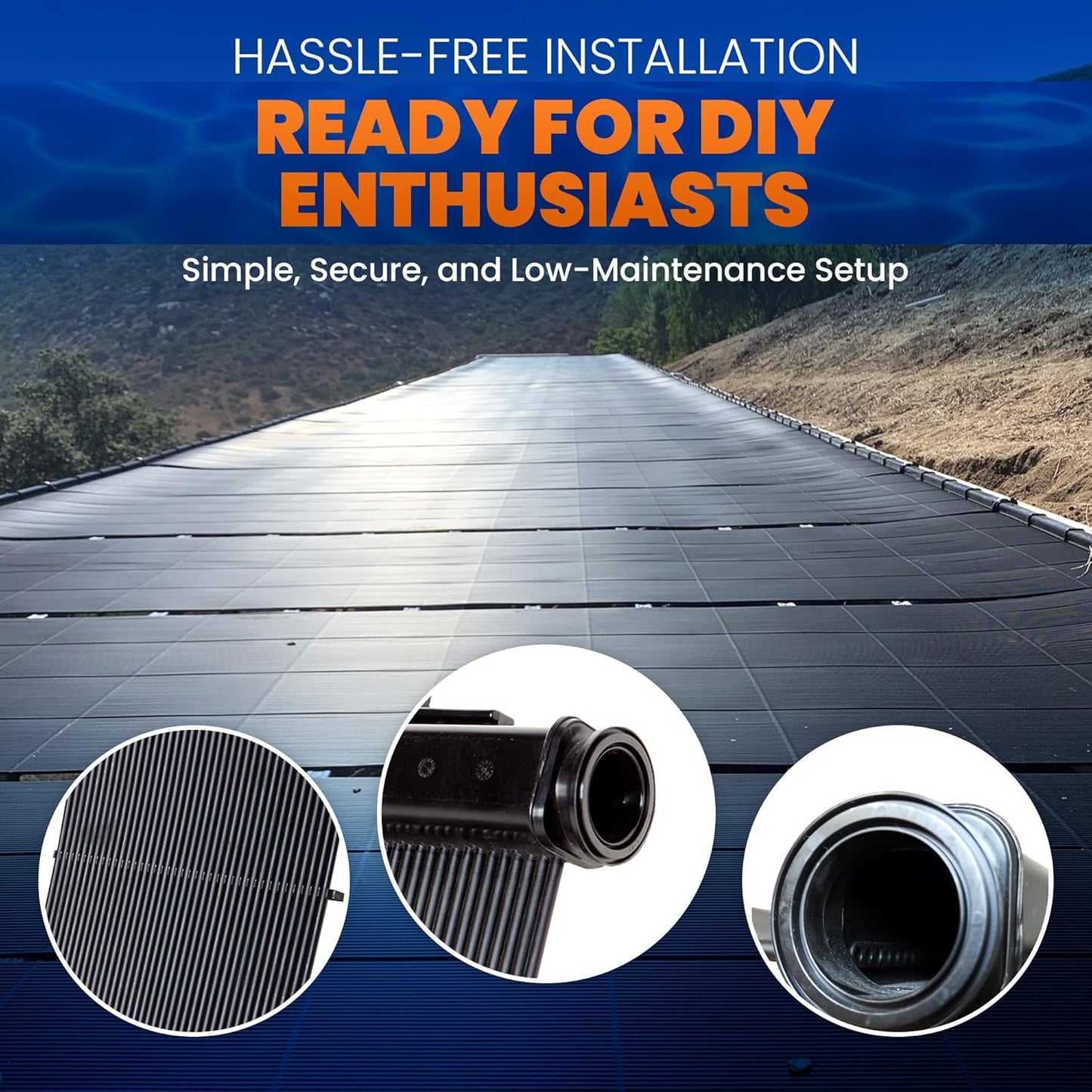 Industrial Grade Solar Pool Heater DIY Kit - Superior High-Wind Strapless Mounting System & Maximum Freeze Resistance (2-4'x10.5' / 84 Square Feet)