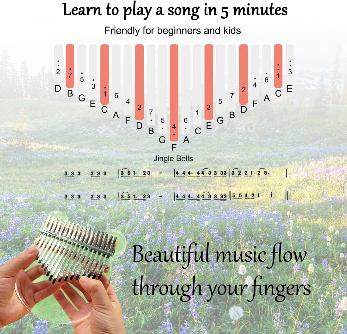 Acrylic Kalimba Thumb Piano,YUNDIE Portable 17 Keys Mbira Crystal Finger Piano, Musical Instruments Birthday Gift for Kid Adult Beginners Professional(Clear) (17 Keys)