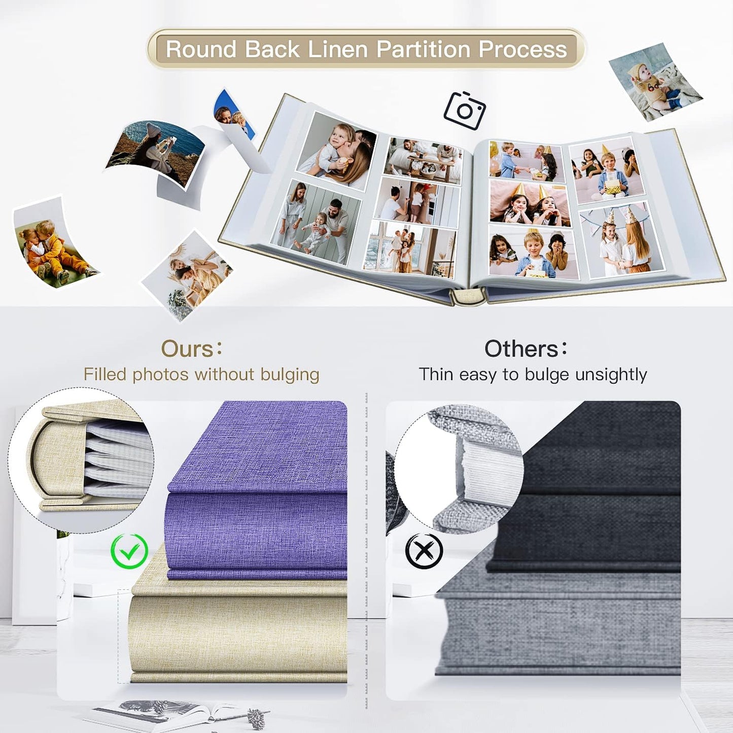 popotop Photo Album 4x6-600 Photos Photo Books with 600 Horizontal and Vertical Pockets,Linen Cover Albums for Family Wedding Anniversary Baby Vacation Pictures