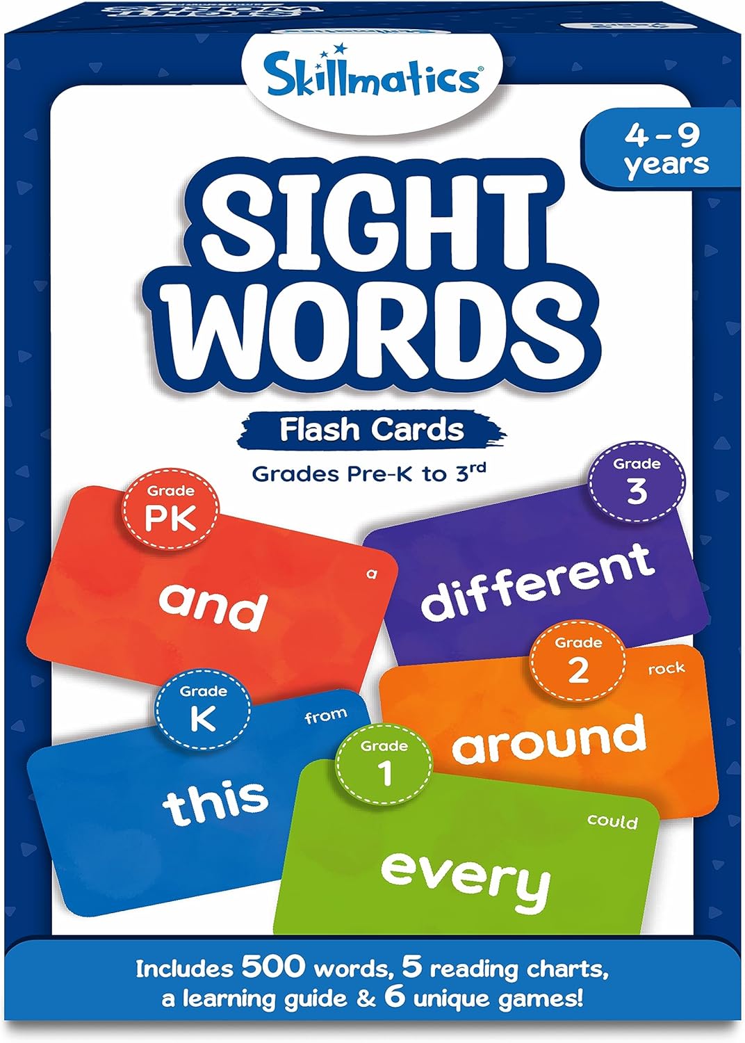Skillmatics Flash Cards - 500 Sight Words for Preschool (Pre-K), Kindergarten, 1st, 2nd, 3rd Grade Gifts, Includes The Dolch & Fry Word List & 6 Unique Games