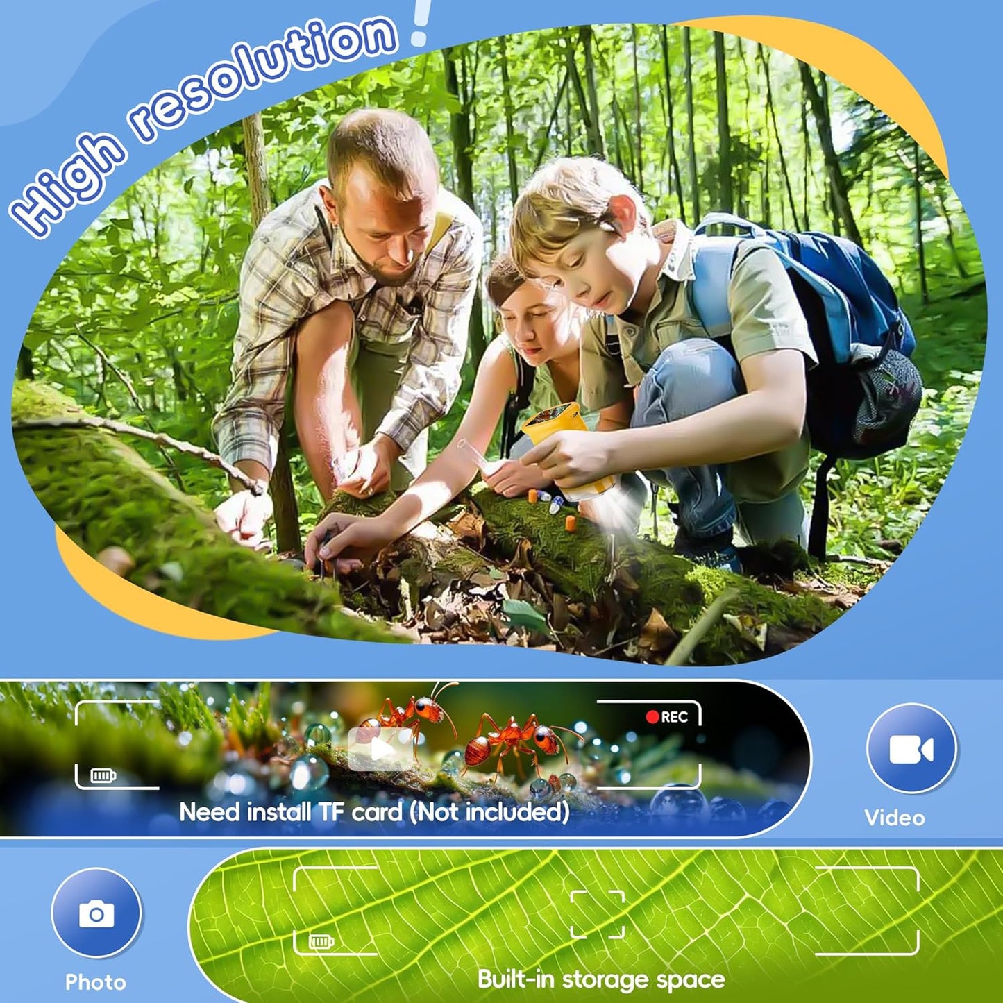 Microscope for Kids - 1000X Kids Handheld Pocket Microscope with 4K 2.0 IPS Screen, Portable Photo & Video Miniscope for Education Birthday Gift for Children Ages 3-10 Boys Girls Toys