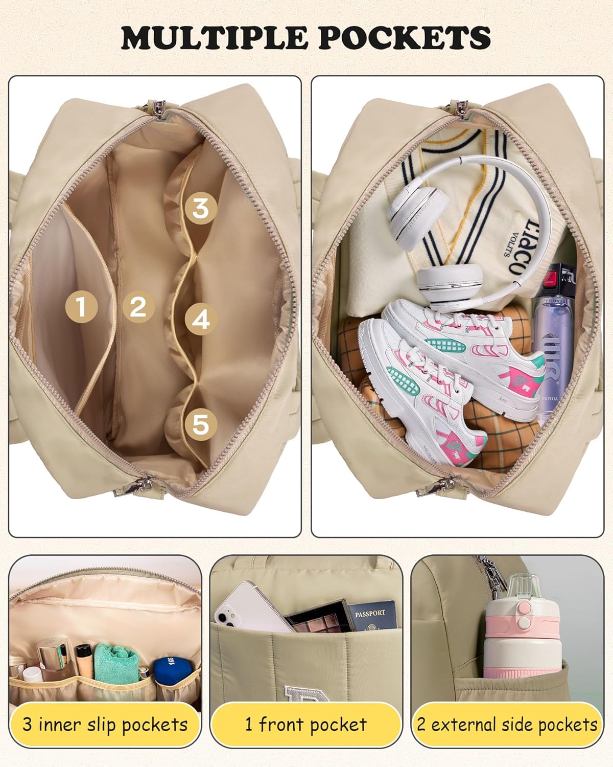 Gifts for Teenagers-Monogram Duffle Bag, Weekender Bags for Women，Overnight Bag with Wet Pocket，Lightweight Travel Bags Personalized Gym Tote with Makeup Pouch