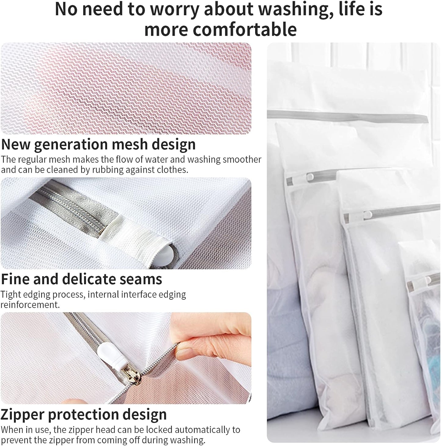 3 Pack Large Mesh Laundry Bags by MDSXO- Fine Durable Lingerie Delicates Bag for Washing Machine 16 * 20 inch [3 Pack]